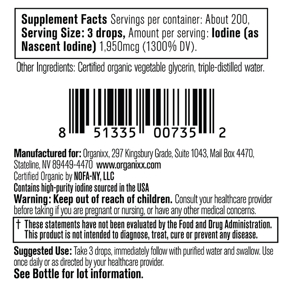 Organixx Iodine Ingredients