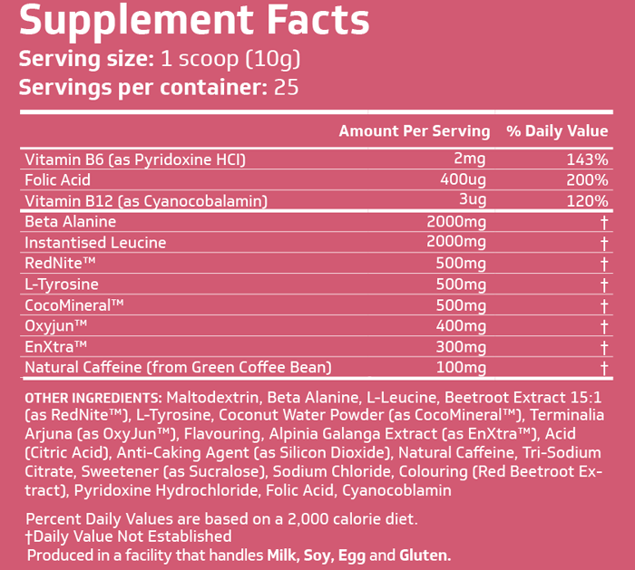 Powher Pre-Workout Ingredients